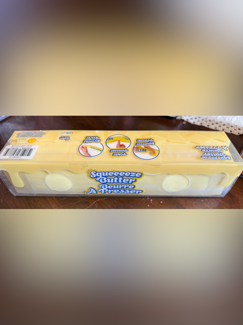 Sunny Days Squishi butter butter, and hotdog